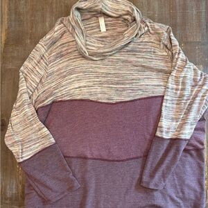 Cato Purple and Gray Cowl Neck Sweater